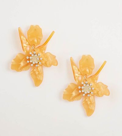 Kaiia Kaiia exclusive resin rhinestone detailing drop flower earrings in orange