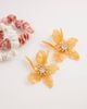 Kaiia Kaiia exclusive resin rhinestone detailing drop flower earrings in orange - 2
