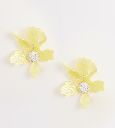 Kaiia Kaiia exclusive resin rhinestone detailing drop flower earrings in yellow