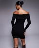 Kaiia Kaiia exclusive rib knit side slit off the shoulder mini dress in black - 3