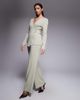 Kaiia Kaiia exclusive rib knit wrap front top in sage - part of a set-White - 4