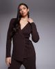Kaiia Kaiia Exclusive ribbed knit wrap front top in chocolate - part of a set-Brown - 1
