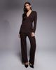 Kaiia Kaiia Exclusive ribbed knit wrap front top in chocolate - part of a set-Brown - 2