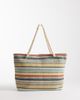 Kaiia Kaiia exclusive rope handle woven straw beach bag in multi stripes - 1