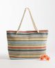 Kaiia Kaiia exclusive rope handle woven straw beach bag in multi stripes - 2