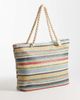 Kaiia Kaiia exclusive rope handle woven straw beach bag in multi stripes - 4