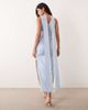 Kaiia Kaiia exclusive satin contrast lace trim scarf detail v-neck thigh slit midaxi dress in blue-Multi - 4