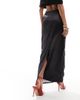 Kaiia Kaiia exclusive satin flower motif maxi skirt in black - 2