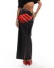 Kaiia Kaiia exclusive satin flower motif maxi skirt in black - 4