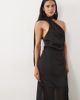 Kaiia Kaiia exclusive satin halterneck scarf detail sheer hem maxi dress in black - 2