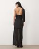 Kaiia Kaiia exclusive satin halterneck scarf detail sheer hem maxi dress in black - 3