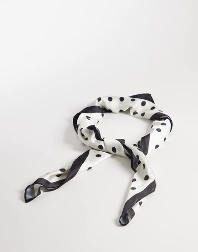 Kaiia Kaiia exclusive satin scarf in cream and black polka dot-Multi