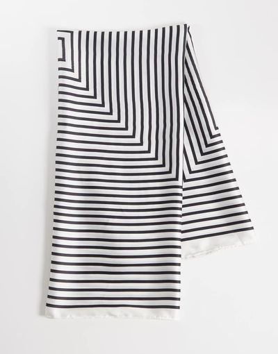 Kaiia Kaiia exclusive satin scarf in cream and black stripes