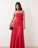 Kaiia Kaiia exclusive scarf detail godet hem strapless satin maxi dress in dragonfruit pink - 1