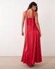 Kaiia Kaiia exclusive scarf detail godet hem strapless satin maxi dress in dragonfruit pink - 3