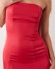 Kaiia Kaiia exclusive scarf detail godet hem strapless satin maxi dress in dragonfruit pink - 4