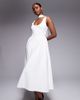Kaiia Kaiia Exclusive scoop neck scarf detail dropped basque waist maxi dress in white - 1