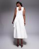 Kaiia Kaiia Exclusive scoop neck scarf detail dropped basque waist maxi dress in white - 2