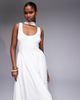 Kaiia Kaiia Exclusive scoop neck scarf detail dropped basque waist maxi dress in white - 3