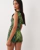 Kaiia Kaiia exclusive sequined micro shorts in blue and green zebra - part of a set - 4