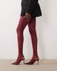 Kaiia Kaiia exclusive sheer lace tights in burgundy-Multi - 1
