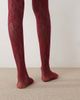 Kaiia Kaiia exclusive sheer lace tights in burgundy-Multi - 3