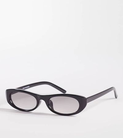 Kaiia Kaiia exclusive slim oval frame sunglasses with tan lenses in brown