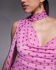 Kaiia Kaiia exclusive slinky mesh scarf detail cowl neck top in pink and brown polka dot - part of a set-Multi - 4