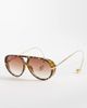 Kaiia Kaiia exclusive smoky lens curved aviator sunglasses in brown tort and gold - 1