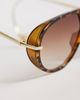 Kaiia Kaiia exclusive smoky lens curved aviator sunglasses in brown tort and gold - 2