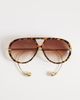 Kaiia Kaiia exclusive smoky lens curved aviator sunglasses in brown tort and gold - 3