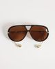 Kaiia Kaiia exclusive smoky lenses curved aviator sunglasses in brown and gold tone - 3