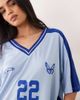 Kaiia Kaiia exclusive sport oversized v neck soccer jersey in baby blue and cobalt - 2