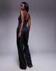 Kaiia Kaiia exclusive square halterneck wide leg pocket detail jumpsuit in black - 4
