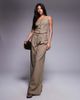 Kaiia Kaiia Exclusive square neck hammered gold button front vest in washed brown - part of a set-Gray - 3