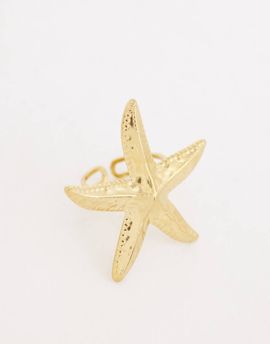 Kaiia Kaiia Exclusive stainless steel adjustable starfish ring in gold-Multi
