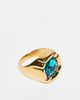 Kaiia Kaiia exclusive stainless steel blue stone pillow ring in gold - 1