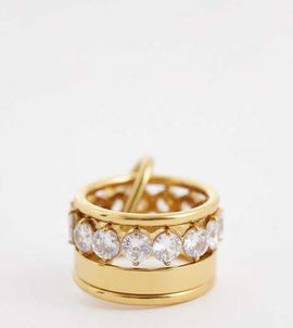 Kaiia Kaiia exclusive stainless steel carabiner detail ring stack in gold tone