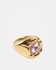 Kaiia Kaiia exclusive stainless steel pink stone pillow ring in gold - 1