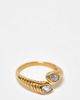 Kaiia Kaiia exclusive stainless steel rhinestone wrap around ring in gold tone - 1