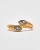 Kaiia Kaiia exclusive stainless steel rhinestone wrap around ring in gold tone - 2