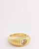Kaiia Kaiia exclusive stainless steel ribbed heart stone ring in gold - 1