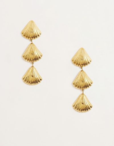 Kaiia Kaiia exclusive stainless steel shell drop earrings in gold-Multi