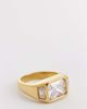 Kaiia Kaiia exclusive stainless steel square diamante ring in gold - 1
