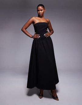 Kaiia Kaiia exclusive structured bandeau drop waist gathered skirt maxi dress in black