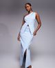 Kaiia Kaiia exclusive structured slit front button detailing maxi skirt in blue - part of a set - 1