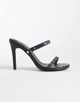 Kaiia Kaiia exclusive studded detail thong heels in black and silver-Multi