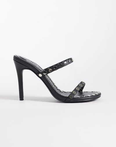 Kaiia Kaiia exclusive studded detail thong heels in black and silver-Multi