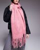 Kaiia Kaiia exclusive super soft oversized fringed scarf in pink - 2