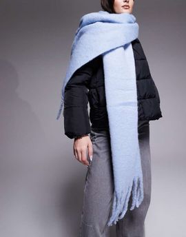 Kaiia Kaiia exclusive super soft oversized fringed scarf in sky blue